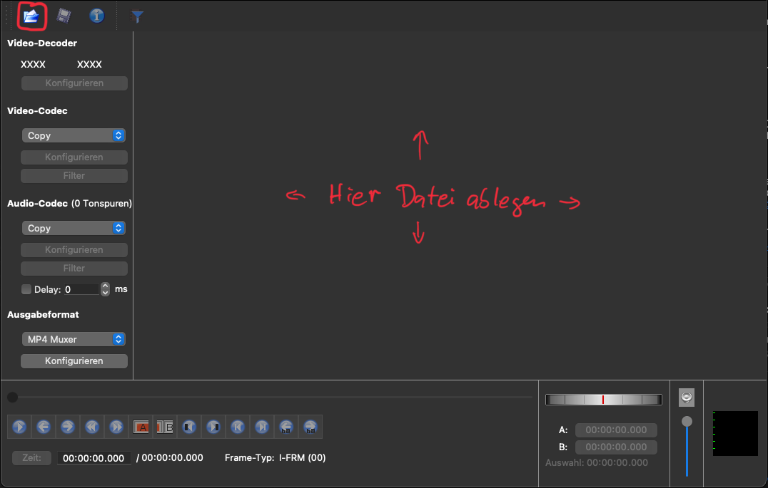 Avidemux öffnen und Video laden