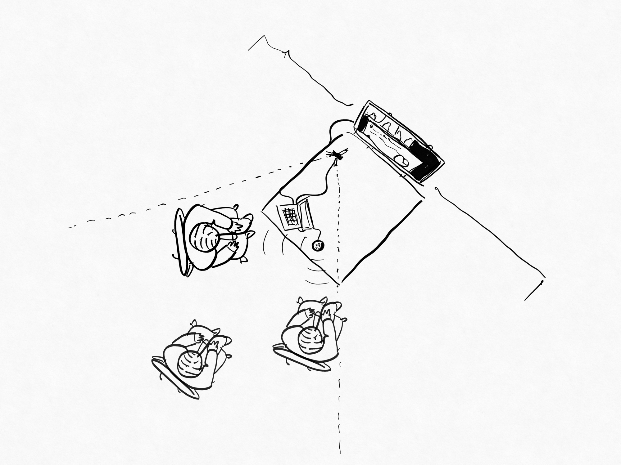 Schematische Darstellung eines Aufbaus in einer hybrid durchgeführten Vorlesung