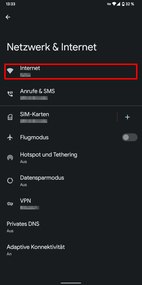 Screenshot: Netzwerk & Internet