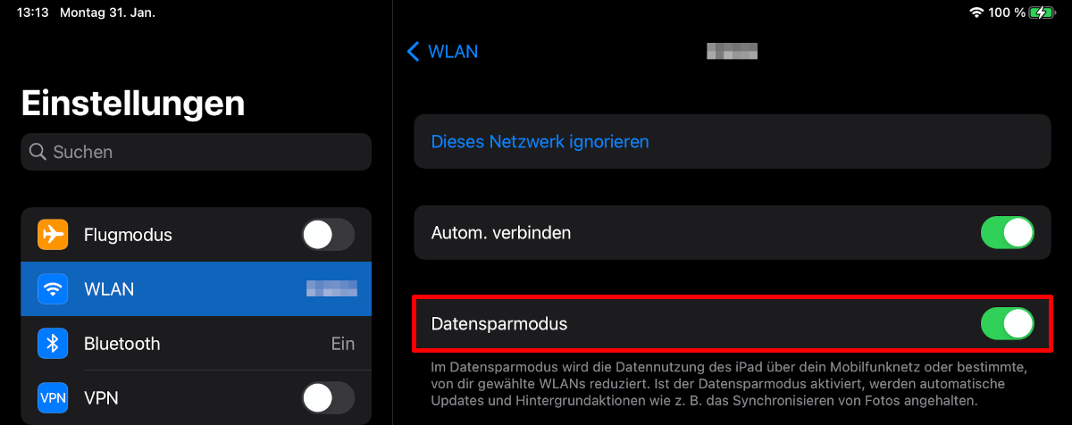 Screenshot: Netzwerkdetails