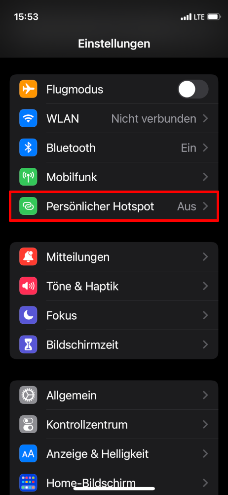 Screenshot: Einstellungen