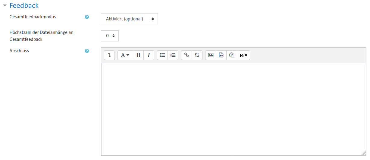 Optionen 'Feedback'