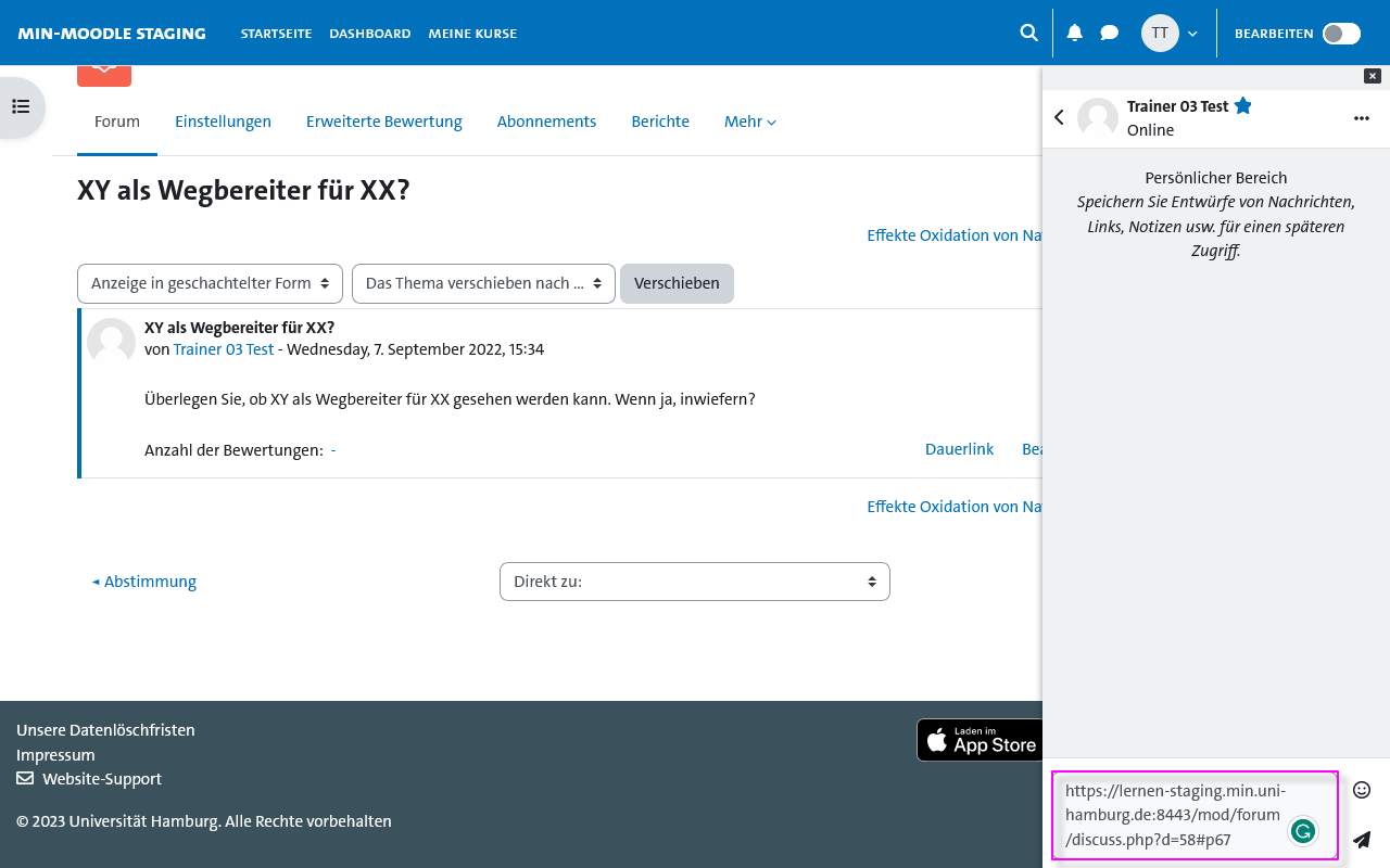 Dauerlink - URL Mitteilung