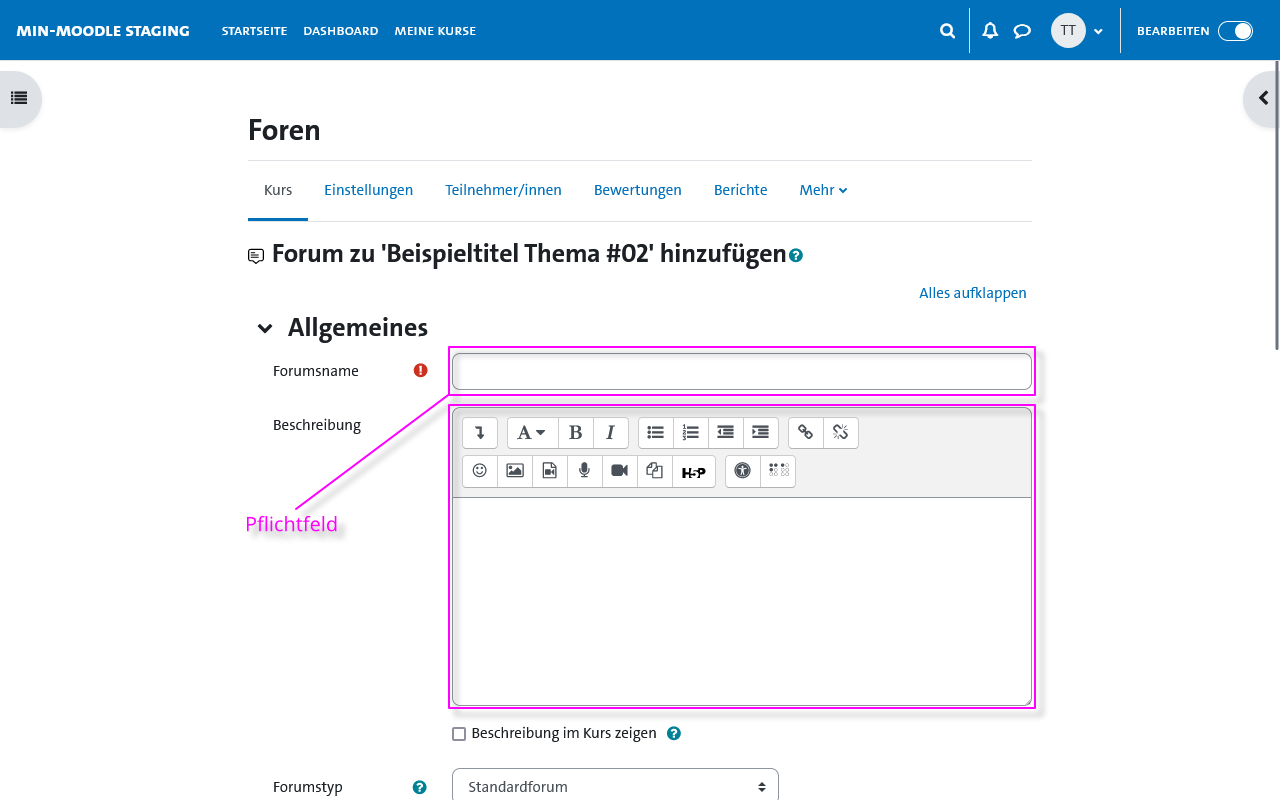 Forum erstellen - Namen vergeben
