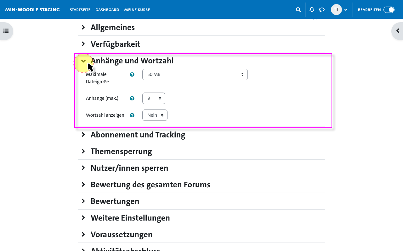 Forum erstellen - Anhänge wählen