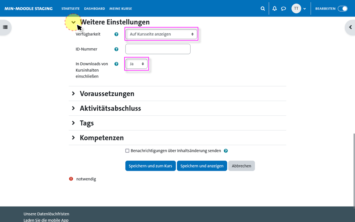 overflow erstellen - weitere