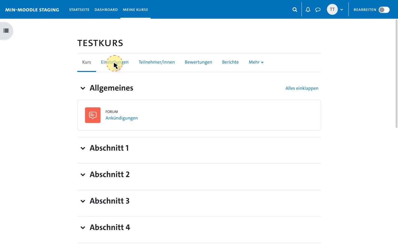 Inhalte für Gruppen - Einstellungen für Gruppenmodi in MIN-Moodle 1