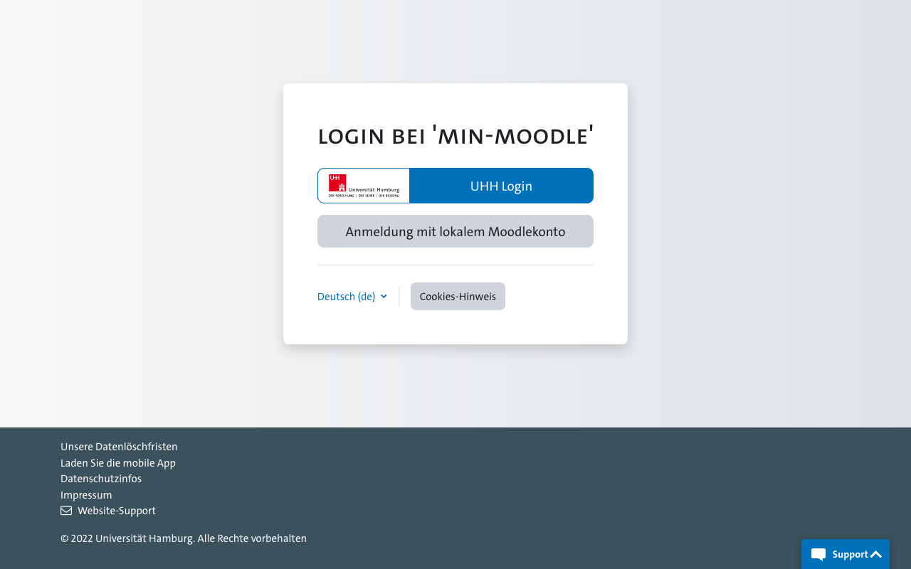 Startseite des MIN Moodle