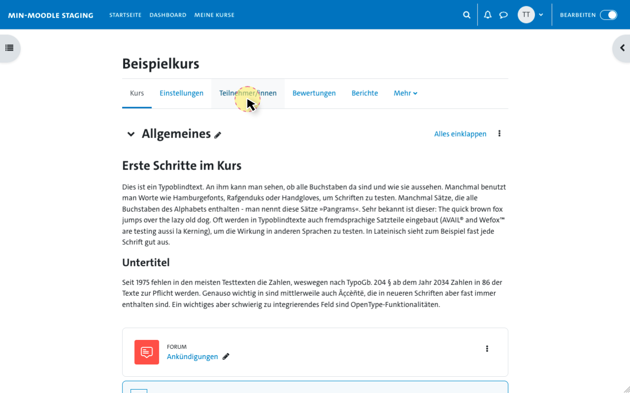 Einschreibung in Gruppe - Gruppe anlegen 1