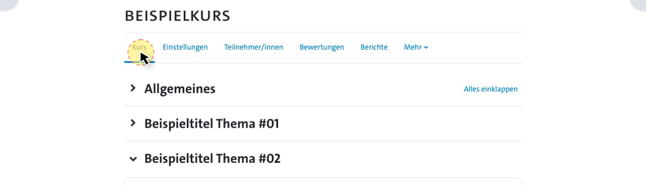 URL des MIN Moodle Kurses in der Kursnavigation