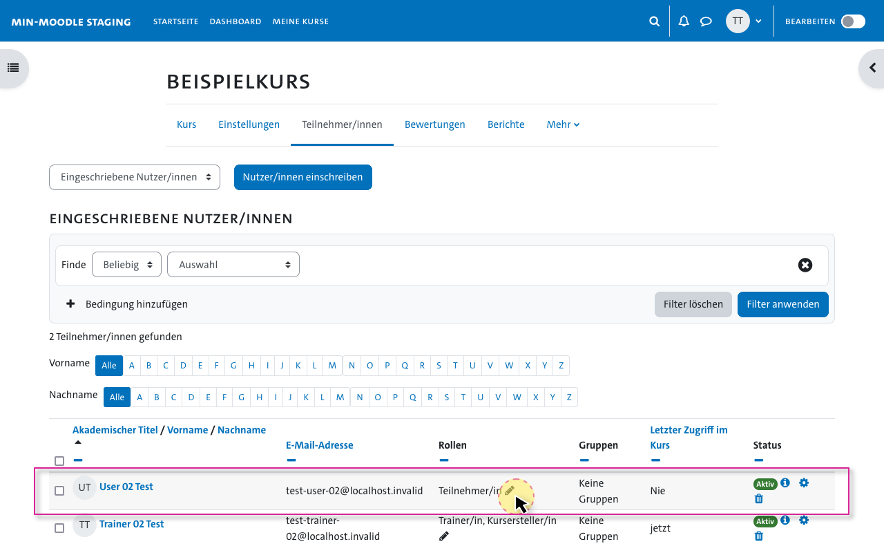 Trainer hinzufuegen - Rollenzuweisung