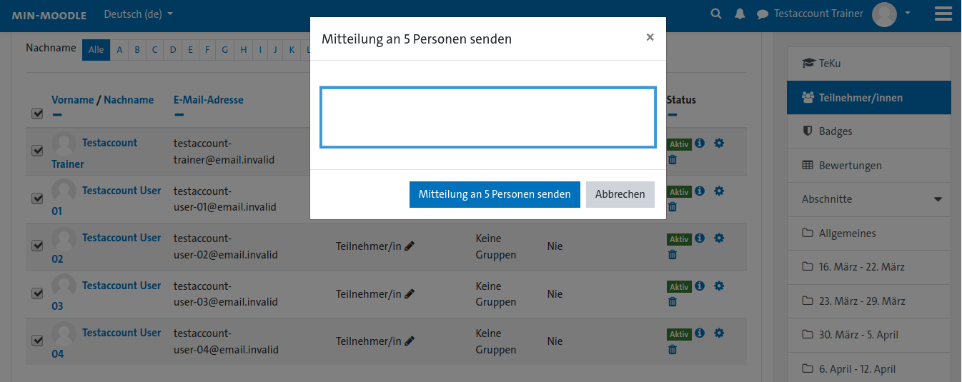 Mitteilung senden