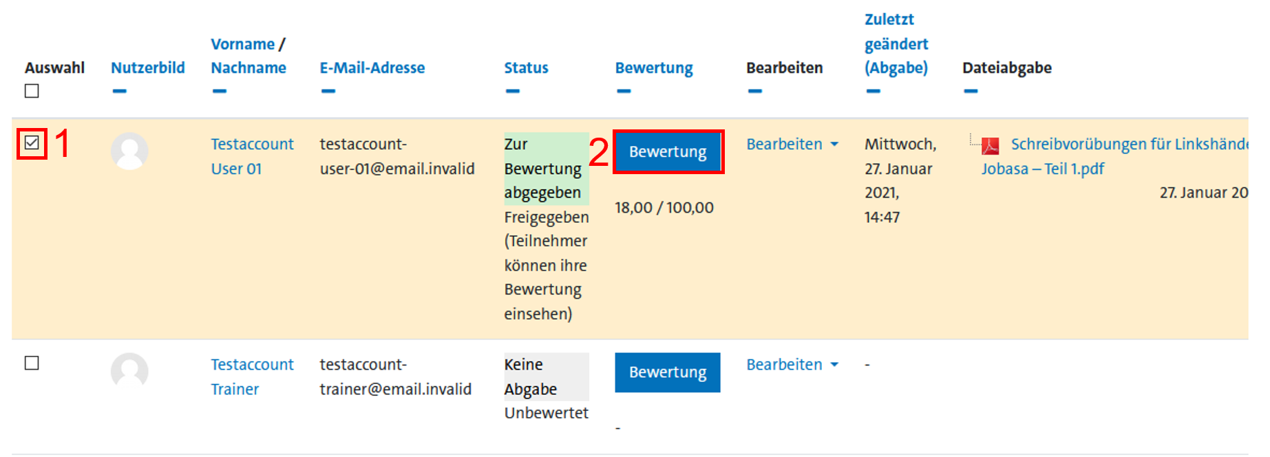Abb.10: Bewertung auswählen