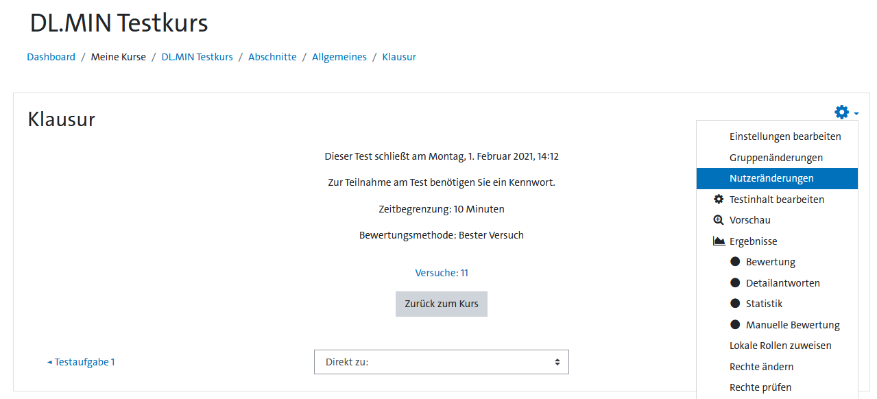 Nutzeränderungen