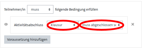 Bedingungen für den Aktivitätsabschluss