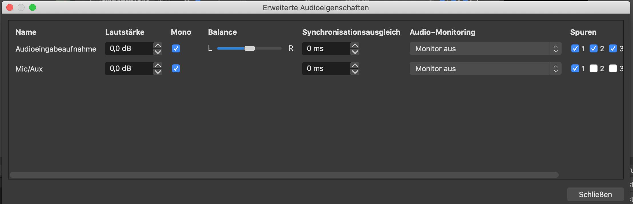 Erweiterte Audioeinstellungen
