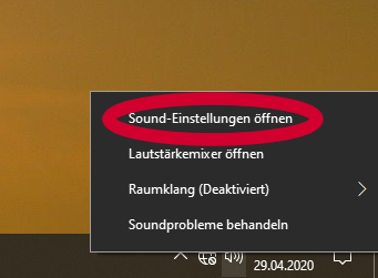 Sound-Einstellungen öffnen