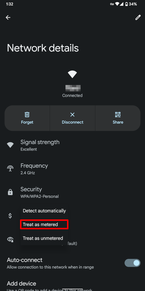 Screenshot: Network usage