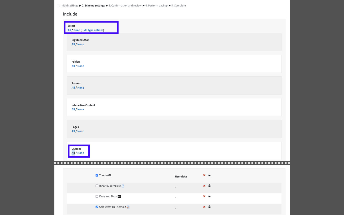 Screenshot: Backup settings dialog box - 2