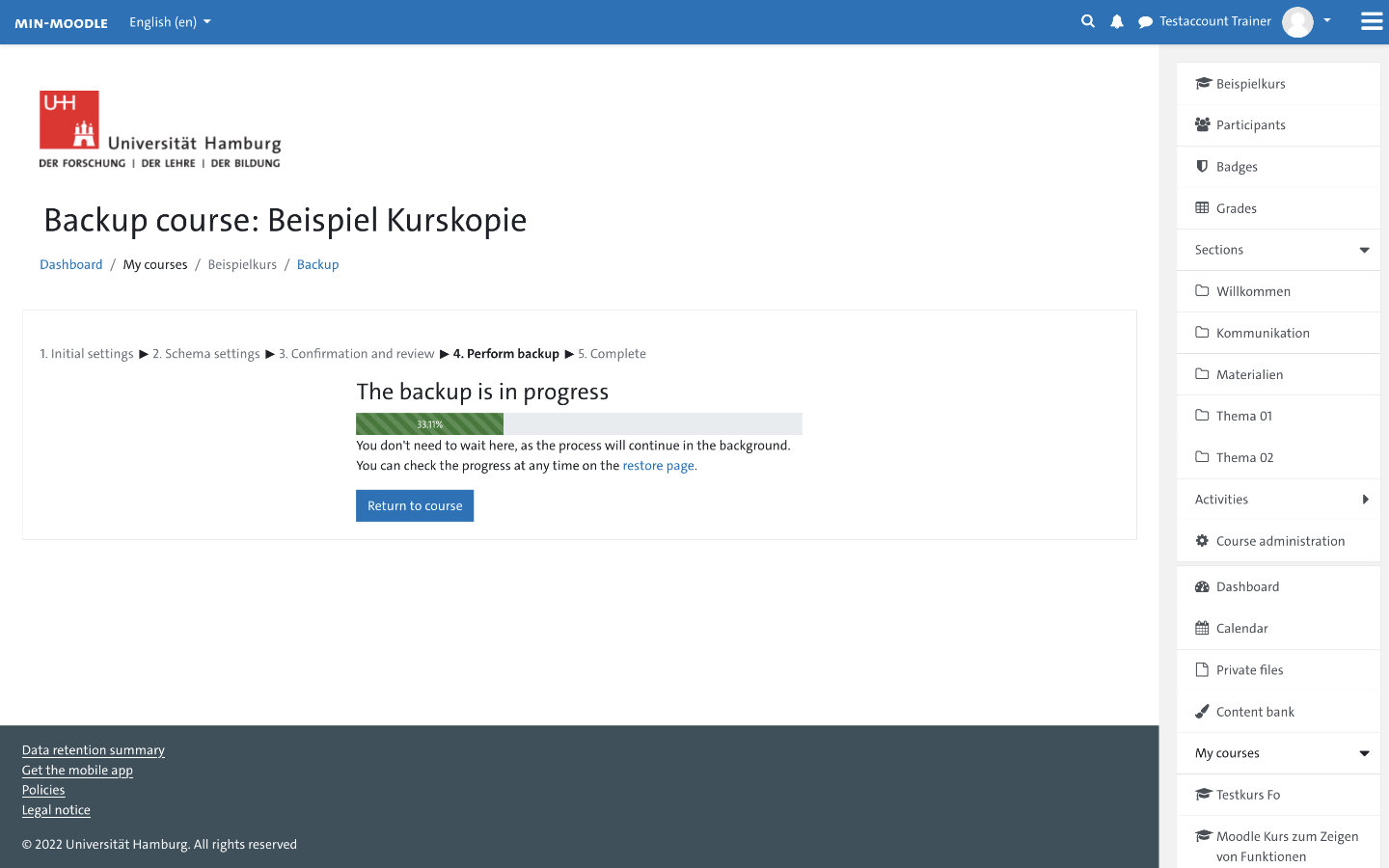 Screenshot: Backup settings dialog box - Perform backup