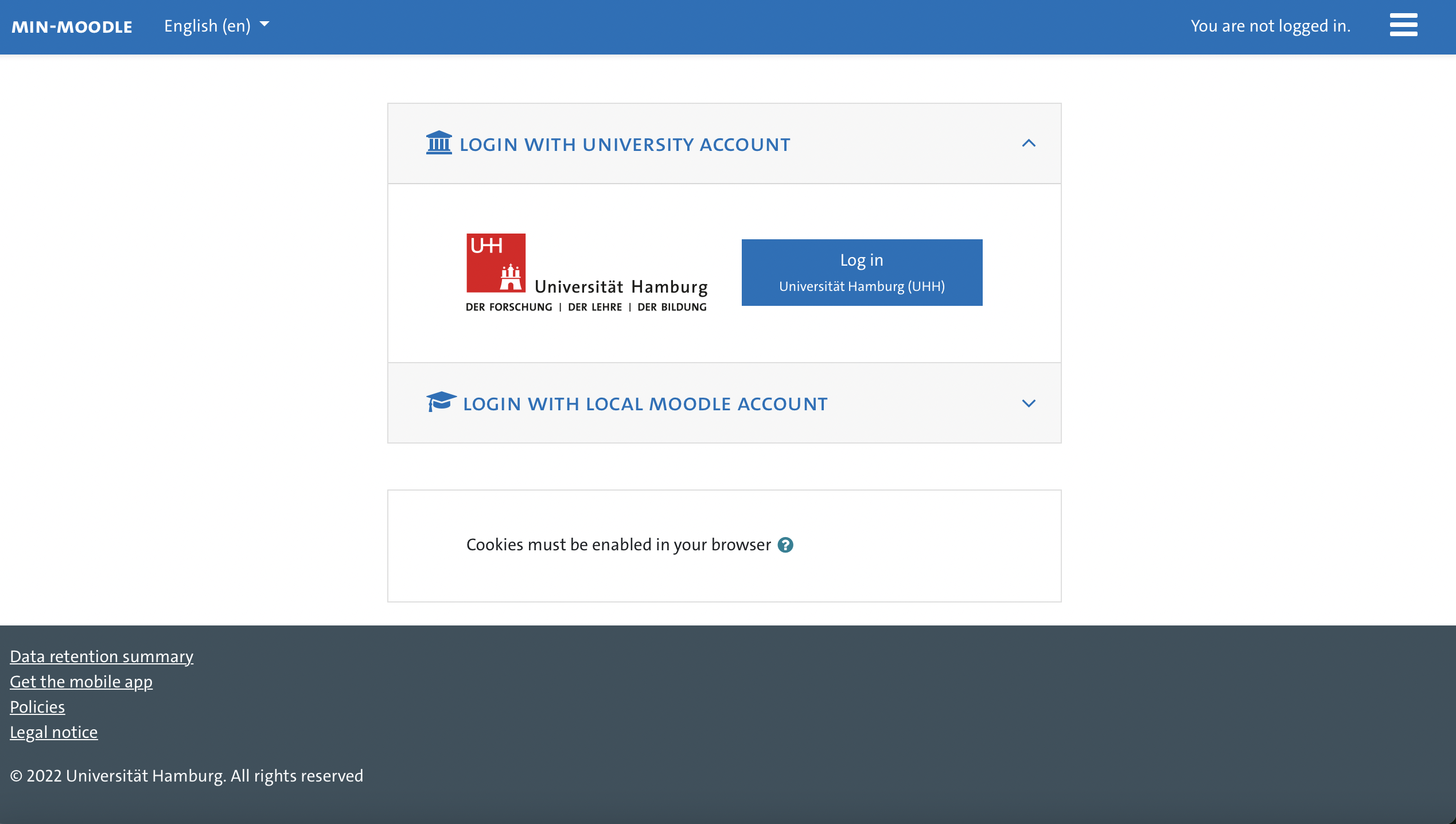 Fig.0: Startpage of MIN Moodle