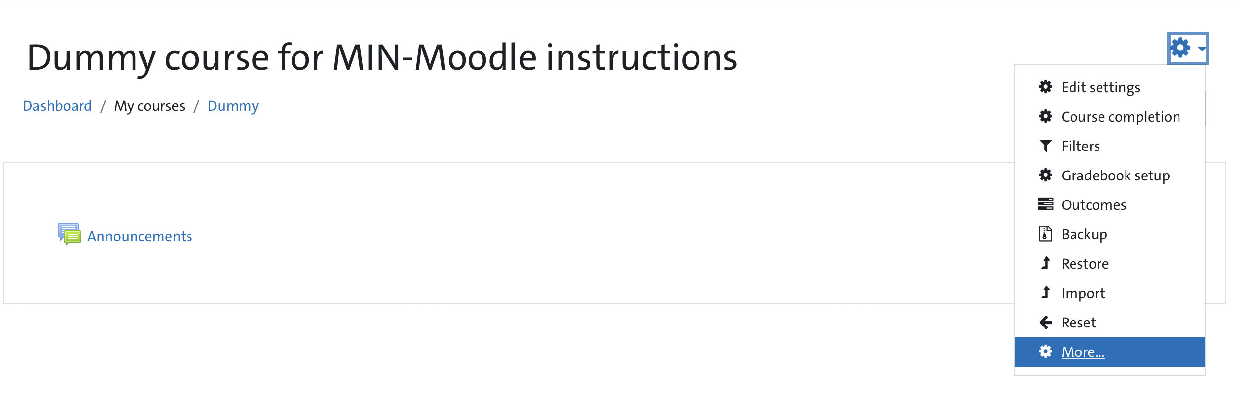 Fig.12: Menu path to add additional teachers, tutors or correction assistants in MIN Moodle (part 1/3)