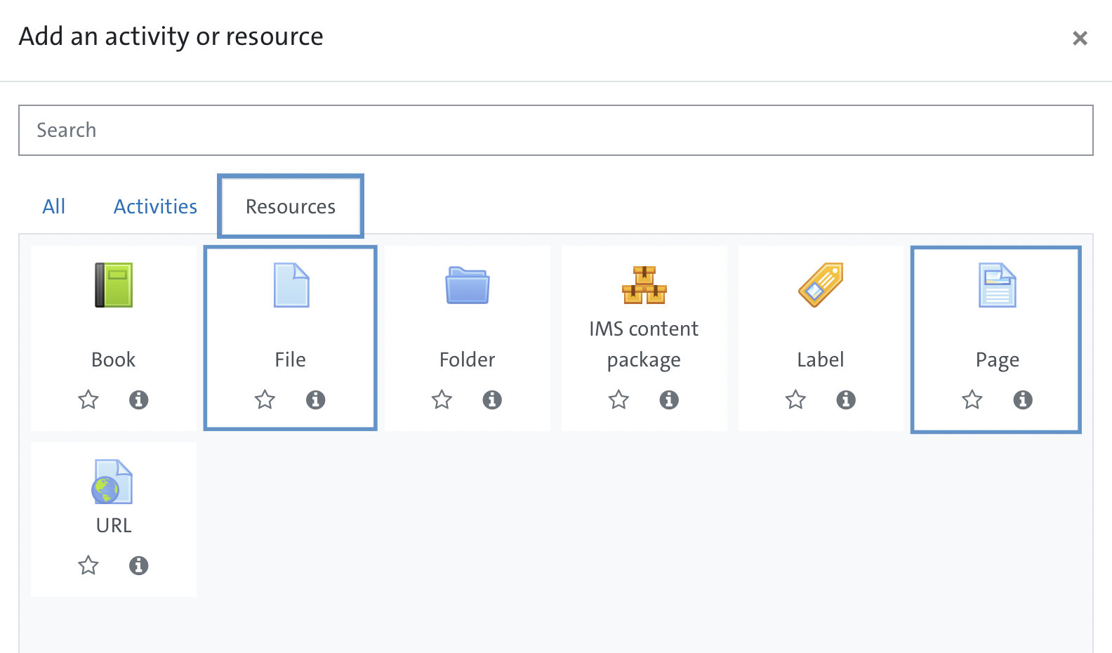 Fig.23: Selection of possible materials in MIN-Moodle