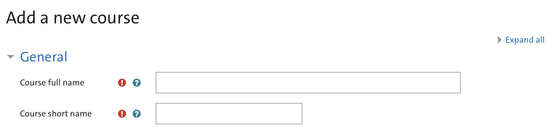 Fig.2: Create course form in MIN Moodle