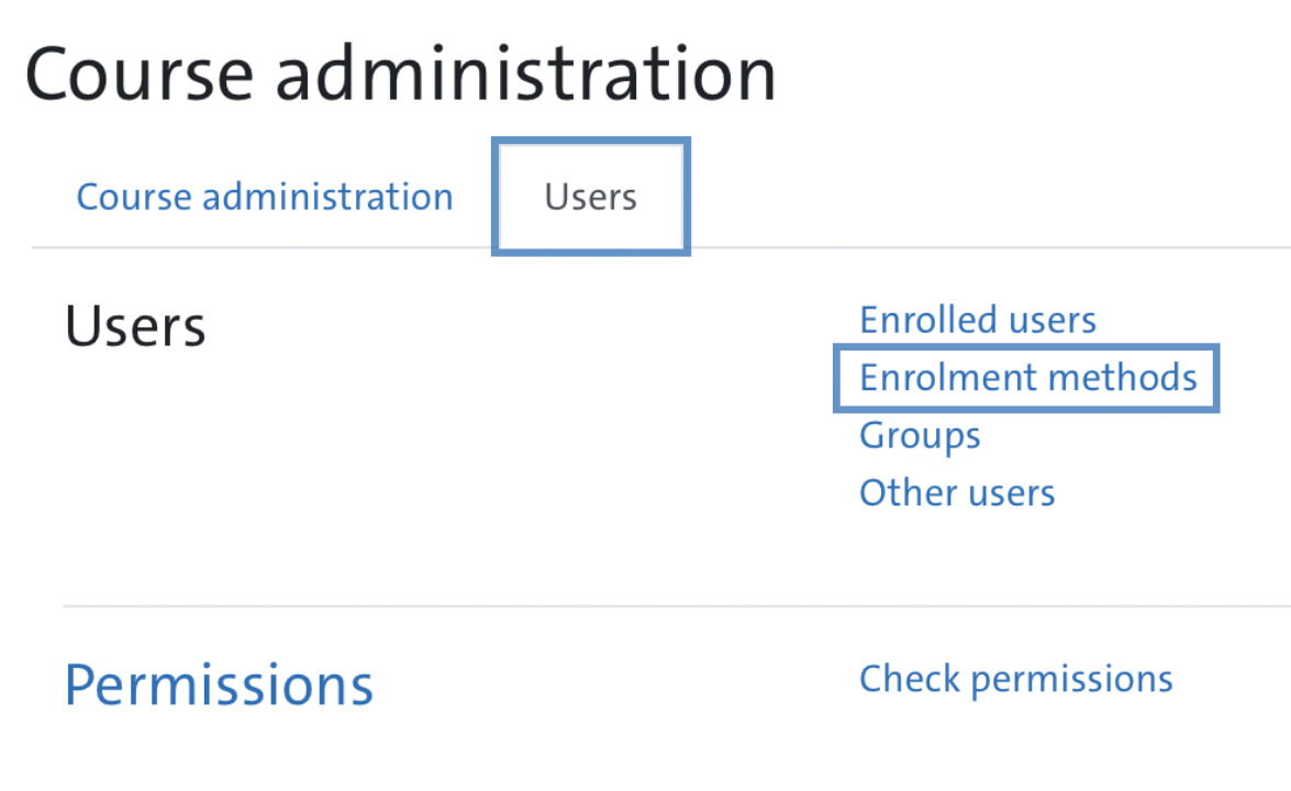 Fig.6: Menu path to enable self-enrolment in MIN Moodle (part 2/2)