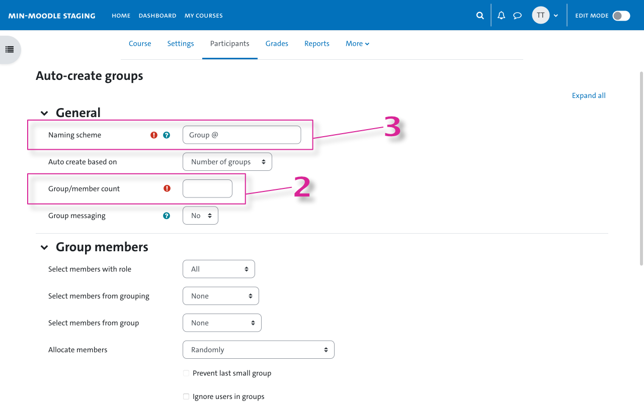 Automatic assignment -Auto-create groups options