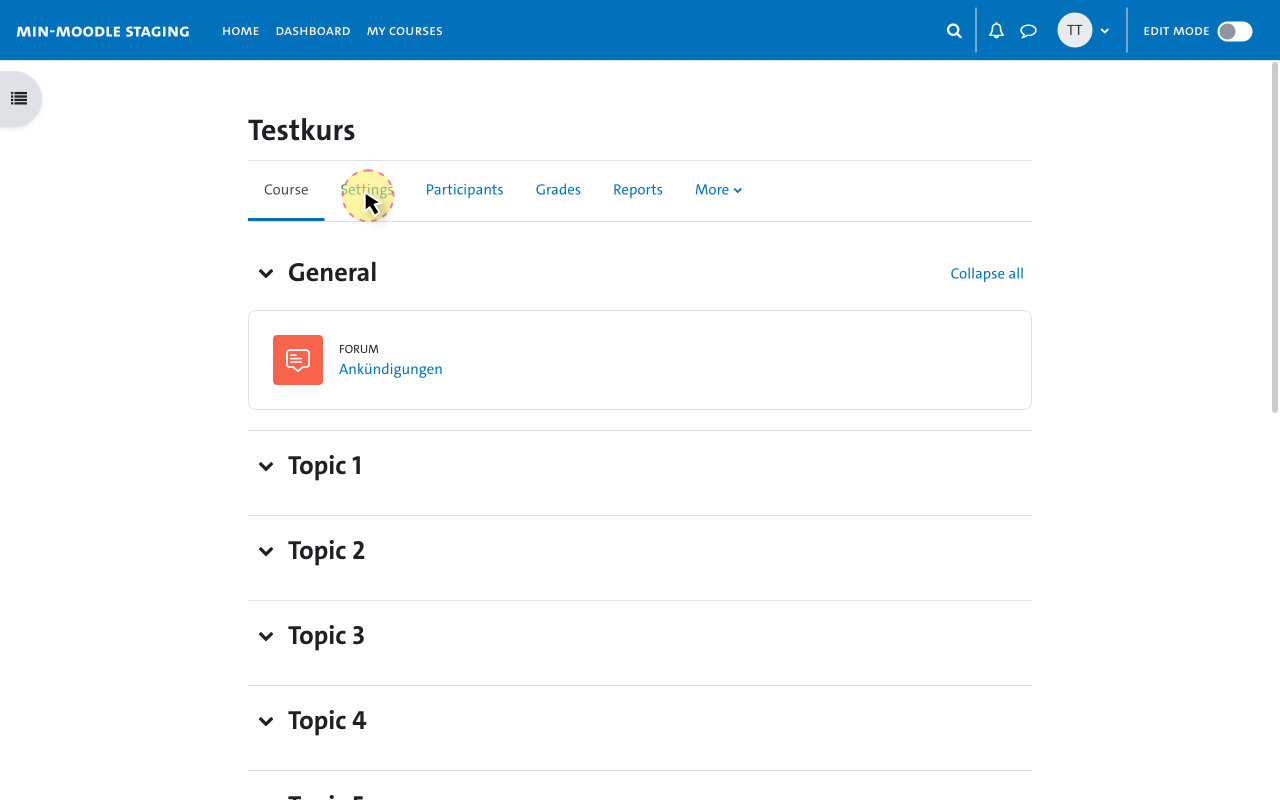 Provide activities and ressources - Group mode-settings 1