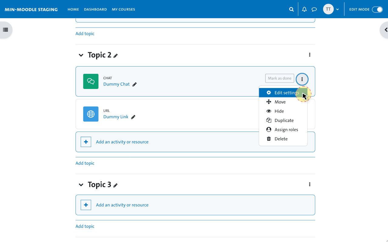 Provide activities and ressources - Group mode-settings for indivual activities 2