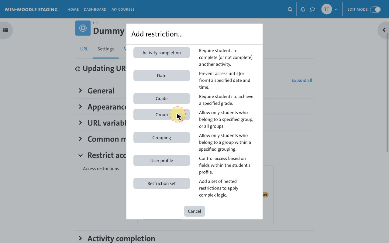 Provide activities and ressources - Provide content for specific groups 4
