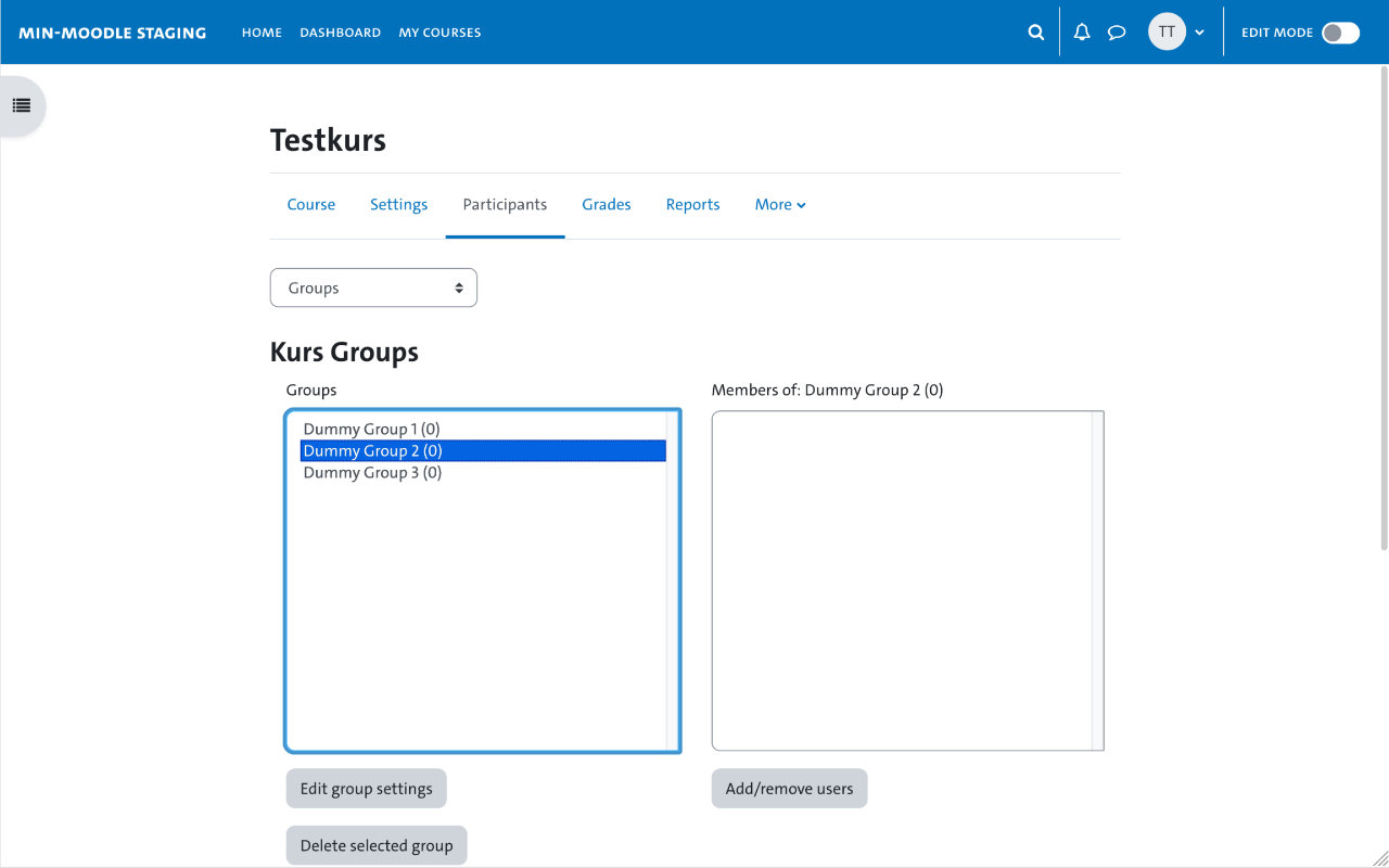 Creating Groups - Edit created groups